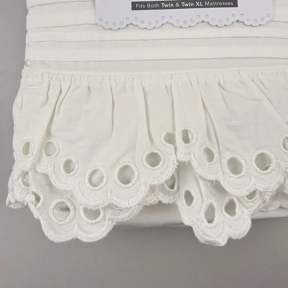 LoveShackFancy X Pottery Barn Teen Eyelet Ruffle Sheet Set TWIN XL White Cotton